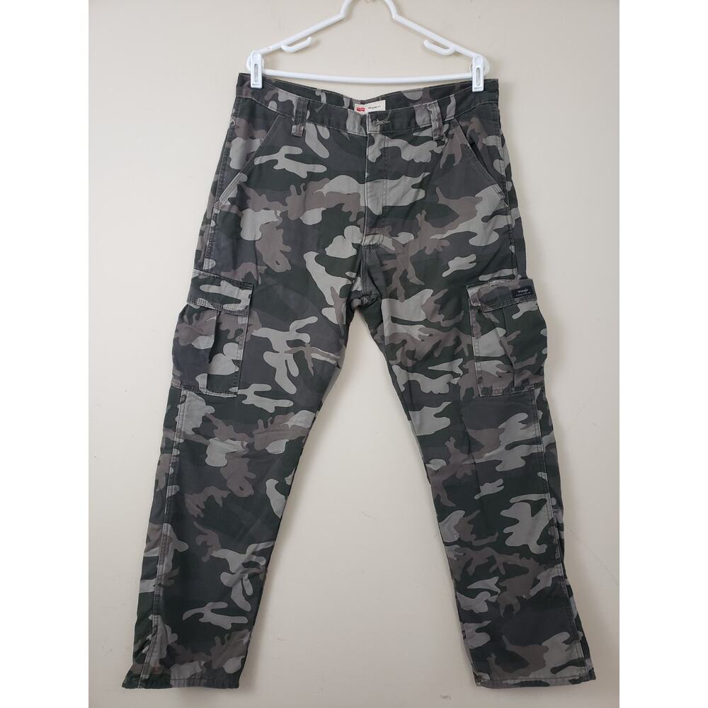 Wrangler Camouflage Relaxed Cargo Mens Pants Size 34 Fleece Lined Work Outdoor